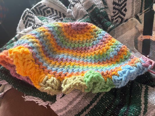 Rainbow ruffle hat